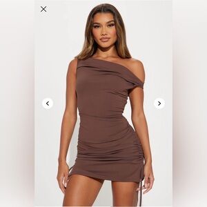 NWT Fasion Nova Chocolate One-Shoulder Dress